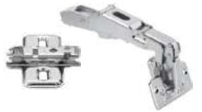 CLIP TOP 170 WIDE ANGLE HINGE FOR OVERLAY APPLICATIONS AND CLIP STEEL CRUCIFORM MOUNTING PLATE SET