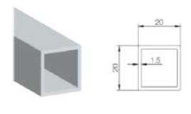 PROFIN - STACK MODULAR - LATERAL PROFILE, DARK BRONZE, 20mm x 20mm x 2670mm