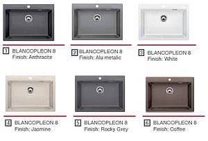 Pleaon 8 Single Bowl Sink without Drain Board Collection, 700x510x220, 630x400, Anthracite sink