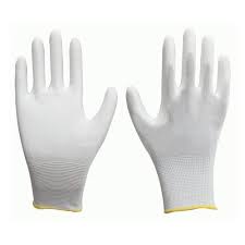 p.u coated hand gloves white & grey