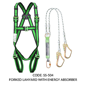 FULL BODY HARNESS FOR BASIC FALL ARREST CLASS A WITH 1.8M FORKED LANYARD WITH ENERGY ABSORBER