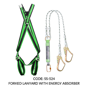 FULL BODY HARNESS FOR WITH STERNAL D RING FOR CONTROLLED DESCENT FROM HEIGHT CLASS D WITH STERNAL D RING AT FRONT WITH 1.8M FORKED LANYARD WITH ENERGY ABSORBER