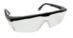 POLYCARBONATE SPECTACLE WITH FRAME AND SQUARED HARD COATED LENS CLEAR / BLACK FRAME ADJUSTIBLE TAMPLES
