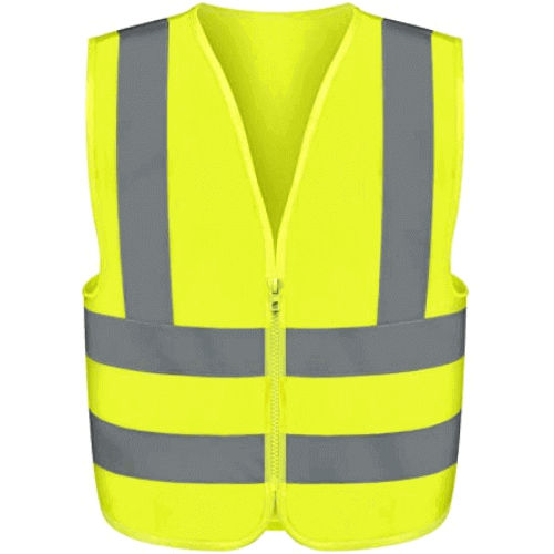 REFLECTIVE SAFETY JACKET GREEN 2 RUNS OF 2 INCH WITH ZIPPER