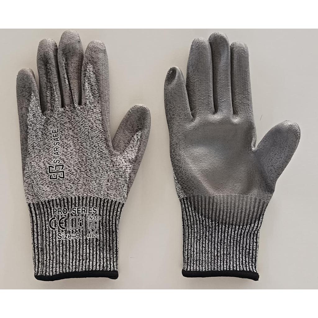 INDUSTRIAL PU COATED CUT RESISTANT GLOVES PRO CUT LEVEL 5 / SIZE 9