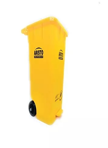 PLASTIC PEDAL WASTE DUSTBIN WITH WHEELS 65 LTRS - YELLOW