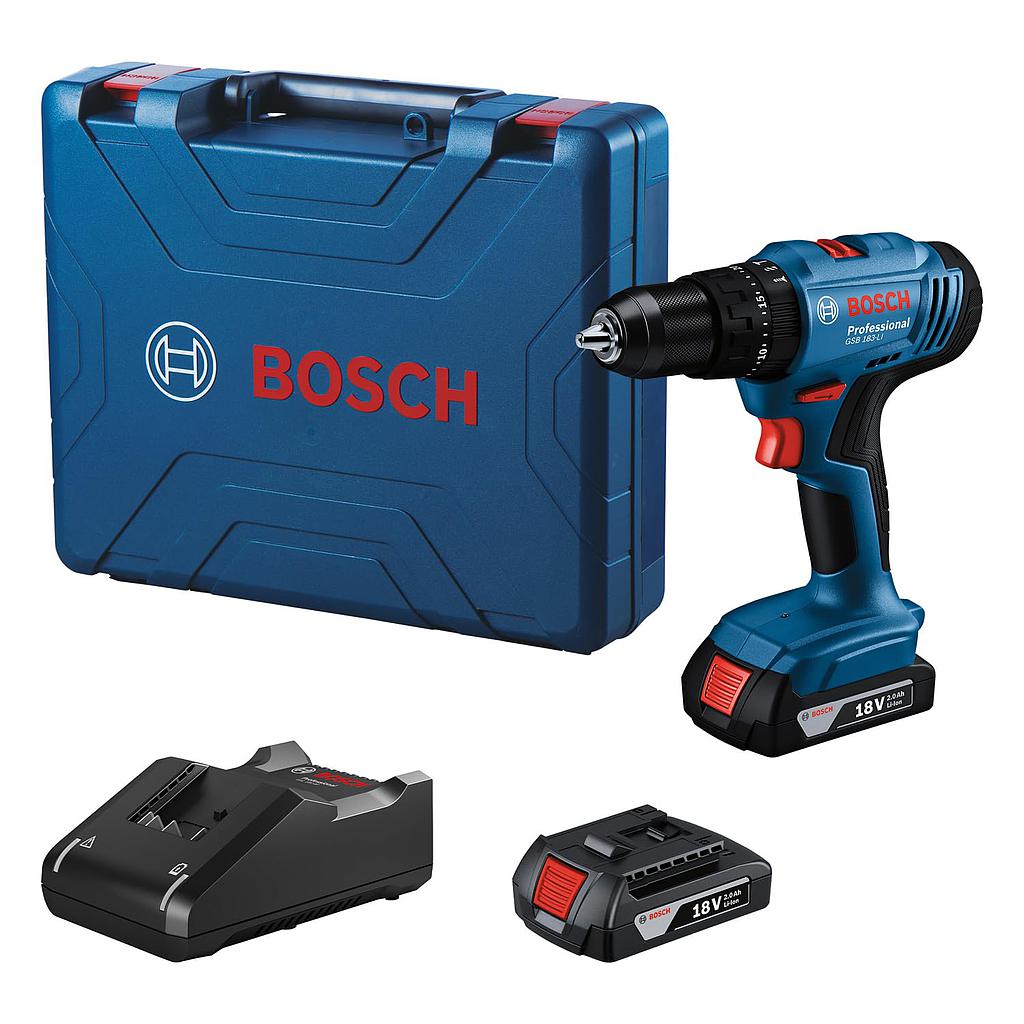 BOSCH GSB 183-Li CORDLESS IMPACT DRILL DRIVER WITH A CHARGER & 2 BATTERIES