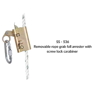 REMOVABLE FIBRE ROPE GRAB FALL ARRESTER WITH SCREW LOCK CARABINER 14MM / 16MM