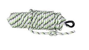 KERNMANTLE ROPE 10MM DIA, 20M WITH ONE SIDE HAVING THIMBLE AND CARABINER AND OTHER SIDE STOP KNOT