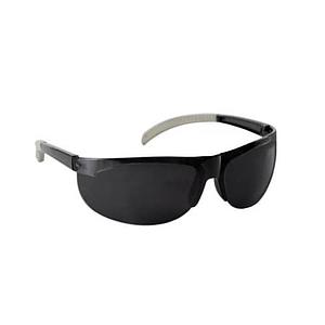 POLYCARBONATE FRAME LESS SPECTACLE WITH CURVED EDGES SMOKE LENS HARD COATED / TEMPLES WITH RUBBER PADDING FOR MORE GRIP WARE AROUND DESIGN