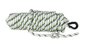 KERNMANTLE ROPE 10MM DIA, 75M WITH ONE SIDE HAVING THIMBLE AND CARABINER AND OTHER SIDE STOP KNOT