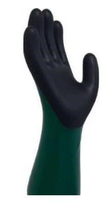 NITRILE BUTADIENE RUBBER COATED  GAUNTLET FLARE CUFF WITH CUT LEVEL B - RED AND BLACK