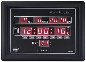 DIGITAL WALL CLOCK (39.8 cm x 29.8 cm x 3.2 cm, Black)