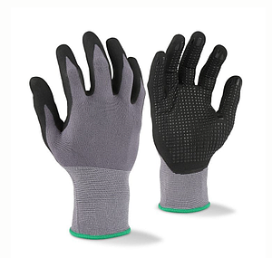 NITRILE CUT LEVEL C GRAY HPPE+GLASS FIBER,BLACK FOAM NITRILE+BLACK NITRILE DOTS+BLACK THC - SIZE M
