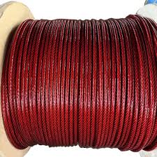 NYLON-COATED WIRE ROPE  SS, 7 X 7, 1/16-3/32,RED,1830MM 