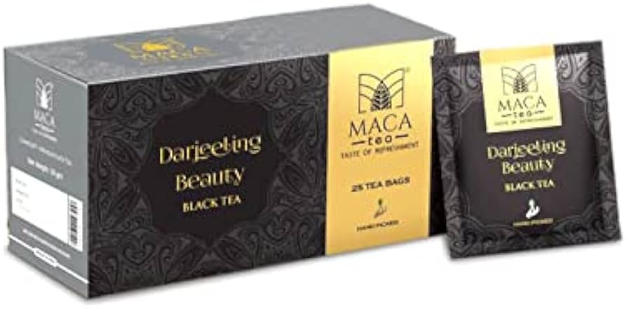 MACA TEA DARJEELING BEAUTY BLACK TEA, RELIEVES STRESS, BOOSTS CARDIOVASCULAR HEALTH, 25 TEA BAGS PACK OF 1