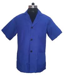 Apron Over Coat Blue Half Sleeve