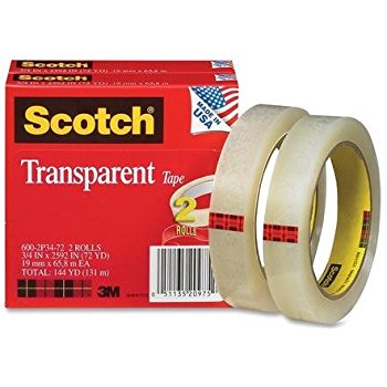 3M Scotch 600 Transparent tape 1 Inch x 72 YDS (25mm x 72yds)
