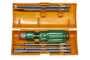 Screw Driver Sets 6x0.8, 3.5x0.5, Philips 0, Square Poker, Philips 1 + Extension Rod, 6 Blades